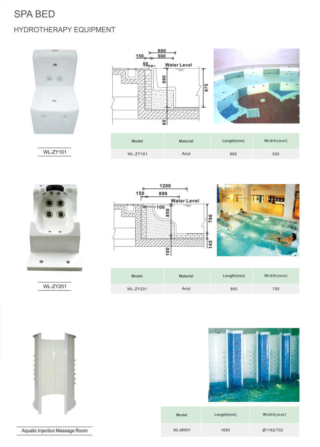 SPA Acrylic Massage Aqua Bed