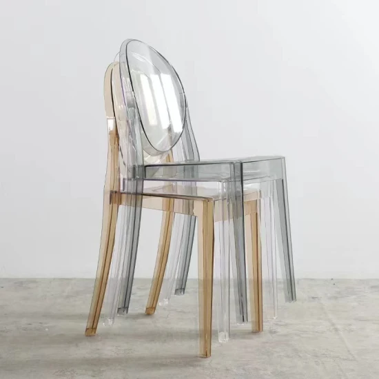 Vente en gros Victoria moderne sans bras fête de mariage en plastique cristal acrylique Transparent clair fantôme chaise pour événement