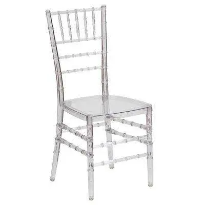 Commerce de gros empilable résine claire acrylique mariage Chavari chaises hôtel Tiffany blanc chaises en plastique événements mariage transparent Chiavari résine hôtel banquet chaise