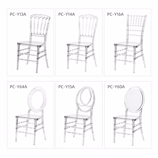 Chaises fantômes de mariage Chiavari transparentes en acrylique pour banquet, pour événements et fêtes