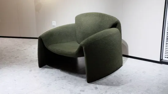 Moderne Vert Teddy Boucle Tissu Velours Cuir Unique Loisirs Salon Fauteuil Designer Accent Le Club Chaise pour La Maison Salon Meubles