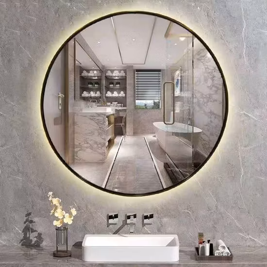 Capteur tactile désembuage miroir de salle de bain LED intelligent miroir argenté avec affichage temps/température Anti-buée intelligent